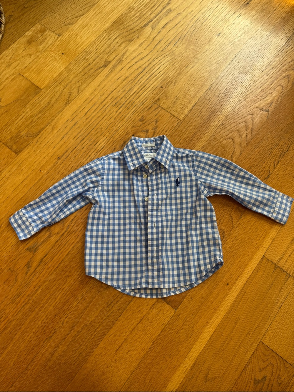 Ralph Lauren Light Blue & White Gingham Button-Down Shirt for Kids